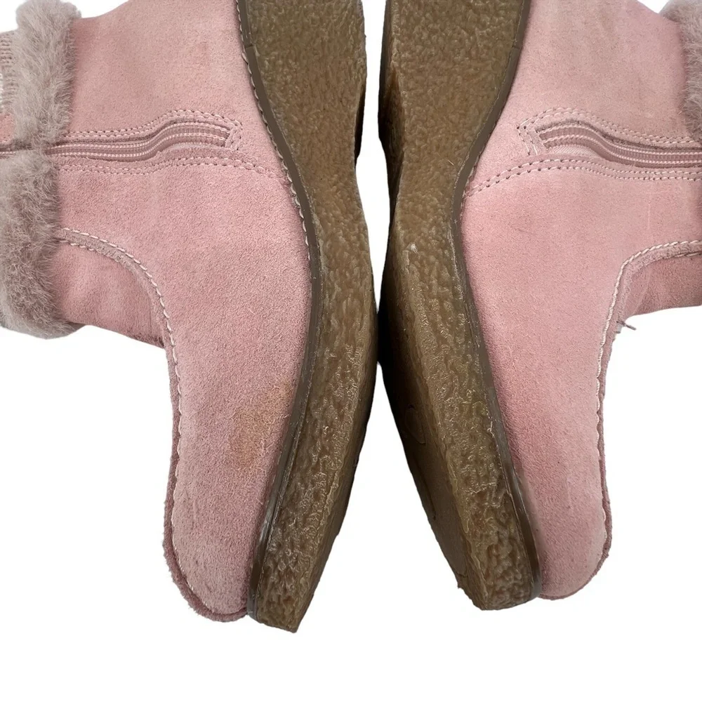 Cherokee Pink Suede Sweater Faux Fur Heeled Boots Size 2 Girl's